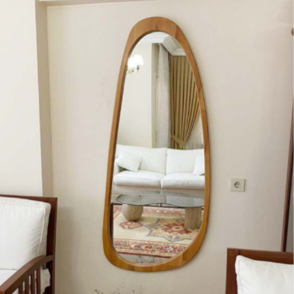 Gương Toàn Thân Viền Gỗ Hình Chữ Nhật Bo Góc 50x115cm