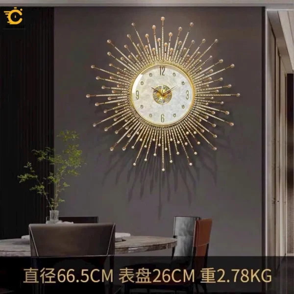 Đồng hồ treo tường kim trôi cao cấp tia mặt trời đính ngọc TRẮNG KHẢM TRAI